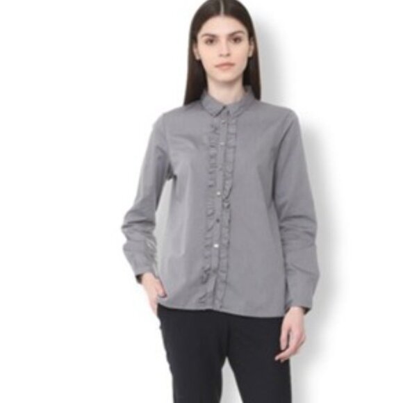 Tommy Hilfiger women's long-sleeve grey  button-down shirt size xl - Picture 4 of 16